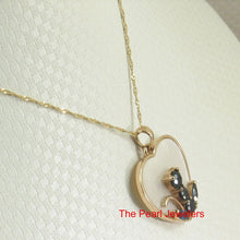 Load image into Gallery viewer, 14K Yellow Gold Sapphire Cat Heart Pendant with Mother of Pearl