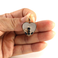 Load image into Gallery viewer, 14K Yellow Gold Sapphire Cat Heart Pendant with Mother of Pearl
