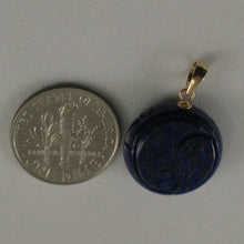 Load image into Gallery viewer, 14K Yellow Gold Coin Lapis Lazuli Pendant (17mm)