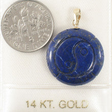 Load image into Gallery viewer, 14K Yellow Gold Coin Lapis Lazuli Pendant (19mm)
