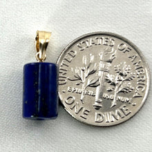 Load image into Gallery viewer, 14K Yellow Gold Column Carved Lapis Lazuli Pendant