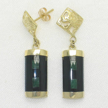 Load image into Gallery viewer, 14K Yellow Gox Dragon Cabochon Dangle Earrings