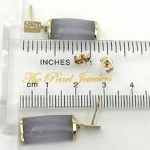 Load image into Gallery viewer, 14K Yellow Gold Good Fortune Dangle Gray Jade Earrings