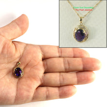 Load image into Gallery viewer, 14K Yellow Gold Greek Key Amethyst Pendant (8x10mm)