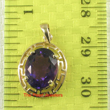 Load image into Gallery viewer, 14K Yellow Gold Greek Key Amethyst Pendant (8x10mm)
