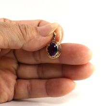 Load image into Gallery viewer, 14K Yellow Gold Greek Key Amethyst Pendant (8x10mm)