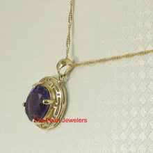 Load image into Gallery viewer, 14K Yellow Gold Greek Key Amethyst Pendant (8x10mm)