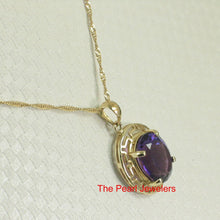 Load image into Gallery viewer, 14K Yellow Gold Greek Key Amethyst Pendant (8x10mm)