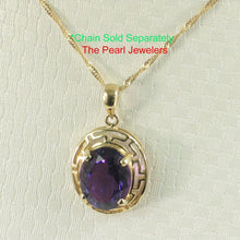 Load image into Gallery viewer, 14K Yellow Gold Greek Key Amethyst Pendant (8x10mm)