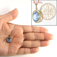 Load image into Gallery viewer, 14K Yellow Gold Greek Key Blue Topaz Pendant (8x10mm)