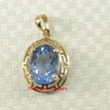 Load image into Gallery viewer, 14K Yellow Gold Greek Key Blue Topaz Pendant (8x10mm)