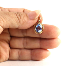 Load image into Gallery viewer, 14K Yellow Gold Greek Key Blue Topaz Pendant (8x10mm)