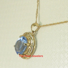 Load image into Gallery viewer, 14K Yellow Gold Greek Key Blue Topaz Pendant (8x10mm)