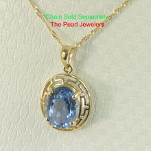 Load image into Gallery viewer, 14K Yellow Gold Greek Key Blue Topaz Pendant (8x10mm)