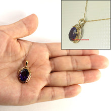 Load image into Gallery viewer, 14K Yellow Gold Greek Key Amethyst Pendant (10x14mm)