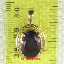 Load image into Gallery viewer, 14K Yellow Gold Greek Key Amethyst Pendant (10x14mm)