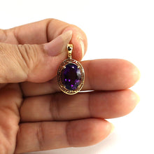 Load image into Gallery viewer, 14K Yellow Gold Greek Key Amethyst Pendant (10x14mm)