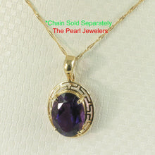 Load image into Gallery viewer, 14K Yellow Gold Greek Key Amethyst Pendant (10x14mm)