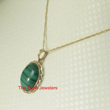 Load image into Gallery viewer, 14K Yellow Gold Green Malachite Pendant (12x16mm)