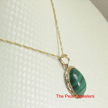 Load image into Gallery viewer, 14K Yellow Gold Green Malachite Pendant (12x16mm)
