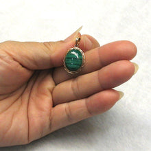 Load image into Gallery viewer, 14K Yellow Gold Green Malachite Pendant (12x16mm)
