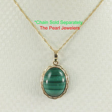 Load image into Gallery viewer, 14K Yellow Gold Green Malachite Pendant (12x16mm)