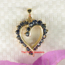 Load image into Gallery viewer, 14K Yellow Gold Heart Pendant with Blue Sapphires