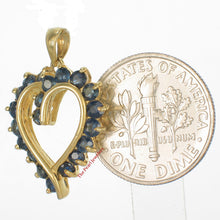 Load image into Gallery viewer, 14K Yellow Gold Heart Pendant with Blue Sapphires