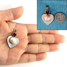 Load image into Gallery viewer, 14K Yellow Gold Heart Mother of Pearl & Amethyst Pendant