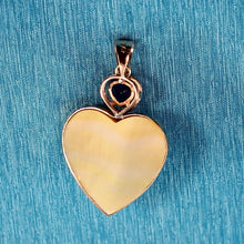 Load image into Gallery viewer, 14K Yellow Gold Heart Mother of Pearl & Amethyst Pendant