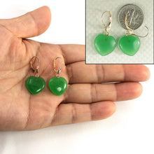 Load image into Gallery viewer, 14K Yellow Gold Heart Shape Green Jade Leverback Earrings
