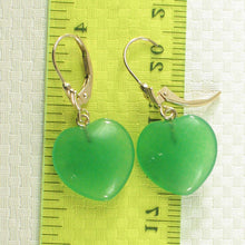 Load image into Gallery viewer, 14K Yellow Gold Heart Shape Green Jade Leverback Earrings