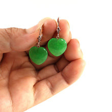 Load image into Gallery viewer, 14K Yellow Gold Heart Shape Green Jade Leverback Earrings