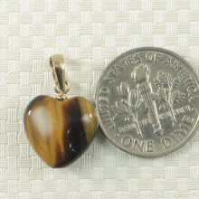 Load image into Gallery viewer, 14K Yellow Gold Heart Tiger Eye Pendant
