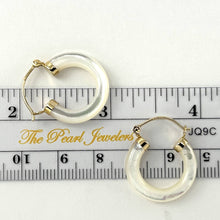 Load image into Gallery viewer, 14K Yellow Gold Mother of Pearl Tube Hoop Earrings