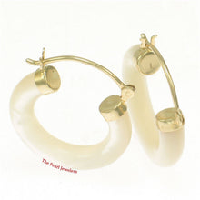 Load image into Gallery viewer, 14K Yellow Gold Mother of Pearl Tube Hoop Earrings