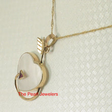 Load image into Gallery viewer, 14K Yellow Gold Love Arrow Heart Pendant with Ruby & Mother of Pearl