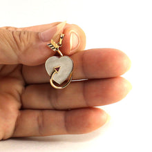 Load image into Gallery viewer, 14K Yellow Gold Love Arrow Heart Pendant with Ruby & Mother of Pearl