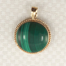 Load image into Gallery viewer, 14K Yellow Gold Green Malachite Pendant (Cabochon 15mm) š Bold malachite cabochon in solid gold