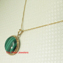 Load image into Gallery viewer, 14K Yellow Gold Green Malachite Pendant (Cabochon 15mm) š Bold malachite cabochon in solid gold