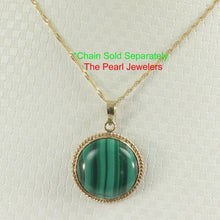 Load image into Gallery viewer, 14K Yellow Gold Green Malachite Pendant (Cabochon 15mm) š Bold malachite cabochon in solid gold
