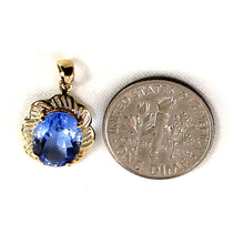 Load image into Gallery viewer, 14K Yellow Gold Oval Blue Topaz Pendant