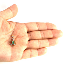 Load image into Gallery viewer, 14K Yellow Gold Pear Emerald & Diamond Pendant