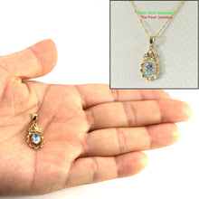 Load image into Gallery viewer, 14K Yellow Gold Pineapple Blue Topaz Pendant