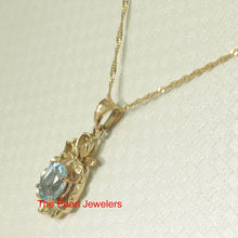 Load image into Gallery viewer, 14K Yellow Gold Pineapple Blue Topaz Pendant