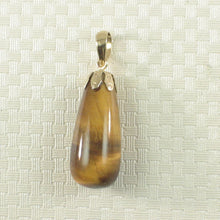 Load image into Gallery viewer, 14K Yellow Gold Raindrop Tiger Eye Pendant