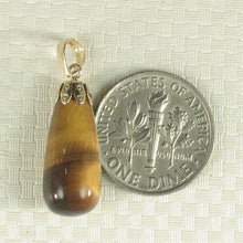 Load image into Gallery viewer, 14K Yellow Gold Raindrop Tiger Eye Pendant