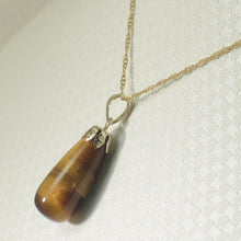 Load image into Gallery viewer, 14K Yellow Gold Raindrop Tiger Eye Pendant