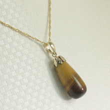 Load image into Gallery viewer, 14K Yellow Gold Raindrop Tiger Eye Pendant