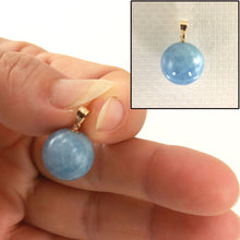 Load image into Gallery viewer, 14K Yellow Gold Round Aquamarine Pendant (14.5mm)